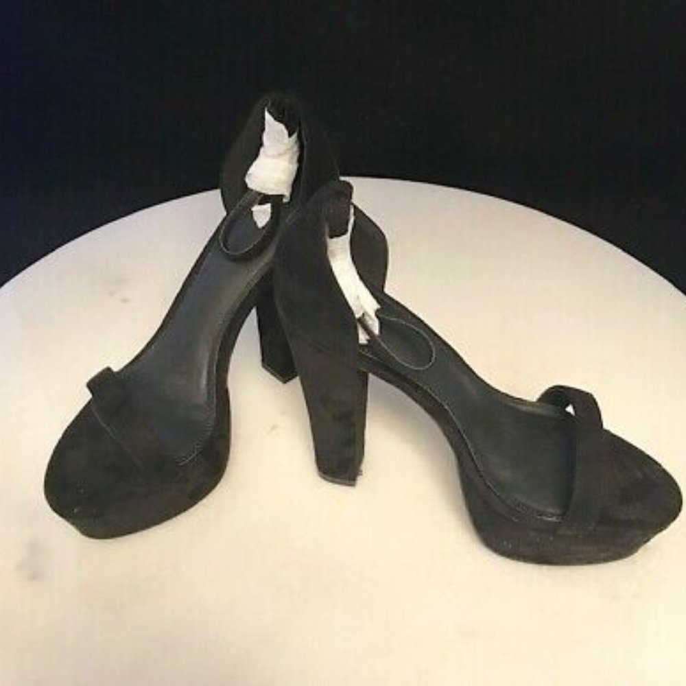 Susi Studio Black Suede Platform Ankle Strap Heels